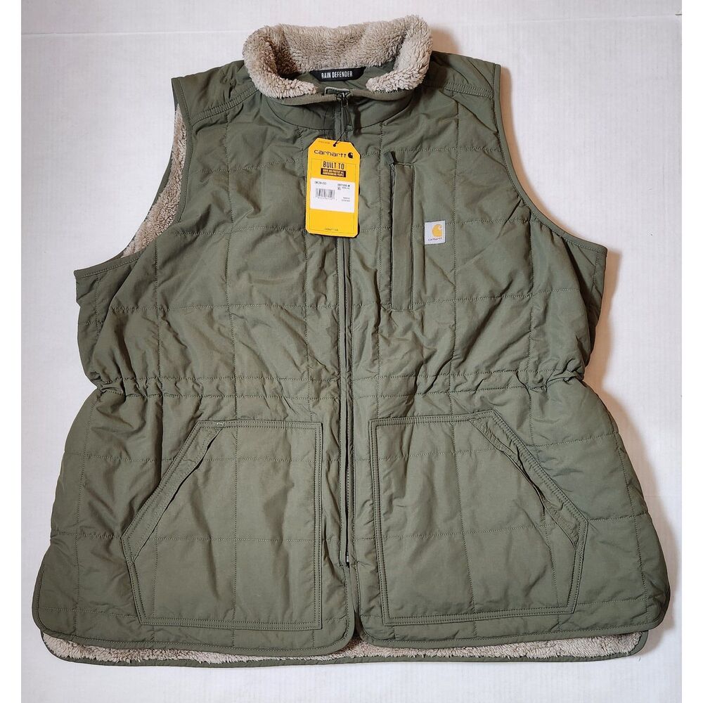 Carhartt Rain Defender Lightweight Insulated Mock‑Neck Vest Women’s 2X Green